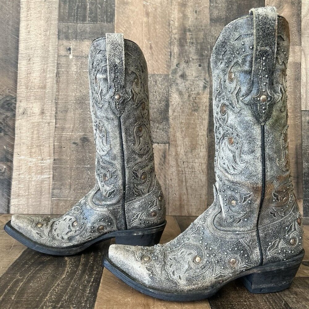 Lucchese M5730 Snip Toe Studded Western Cowboy Boots Womens 6.5 B